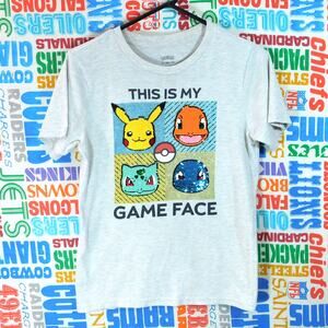 Pokemon This Is My Game Face T Shirt Size Youth XL Adult S Sequined Starters